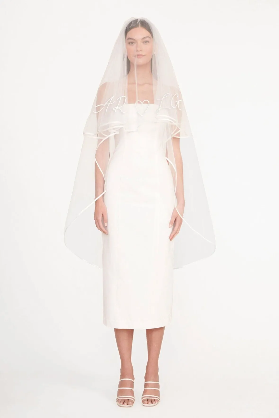 STAUD CUSTOM EMBROIDERED INITIALS VEIL> Bridal