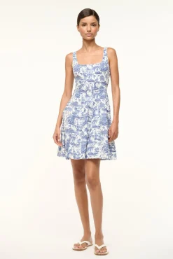 STAUD MINI WELLS DRESS | BLUE TOILE> Mini Dresses|Dresses