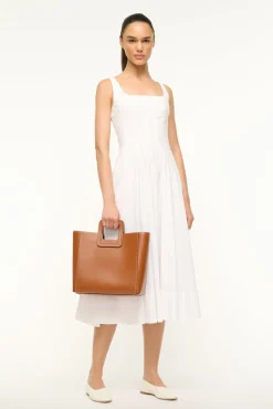 STAUD SHIRLEY LEATHER BAG | SADDLE> Totes|Crossbody