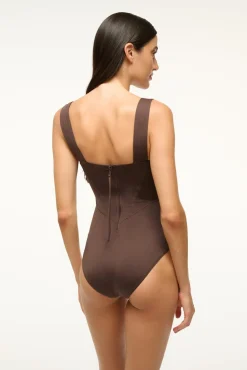 STAUD ADELAIDE ONE PIECE DARK CHOCOLATE><noscript><img width=