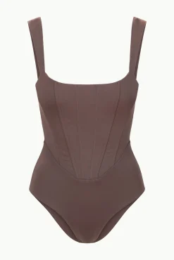 STAUD ADELAIDE ONE PIECE DARK CHOCOLATE><noscript><img width=