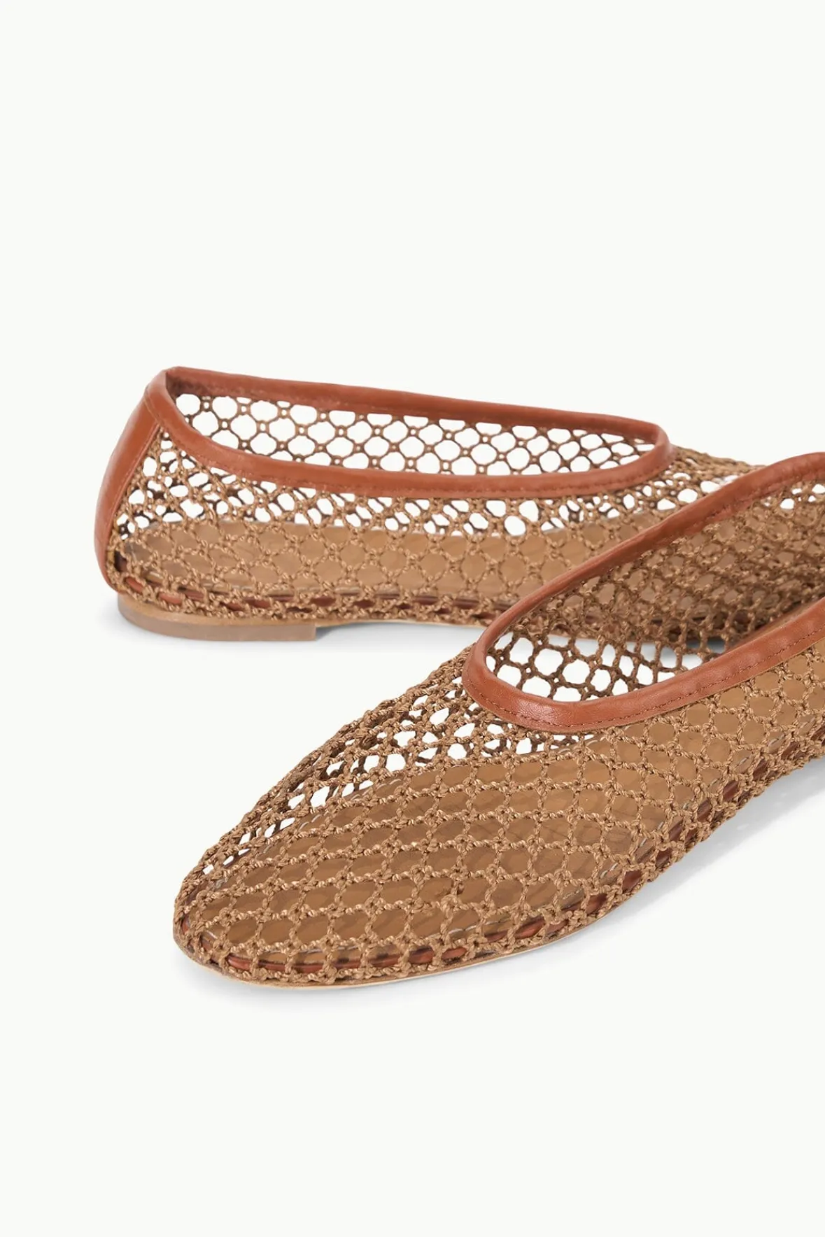 STAUD ALBA BALLET TAN NETTING> Mules & Flats
