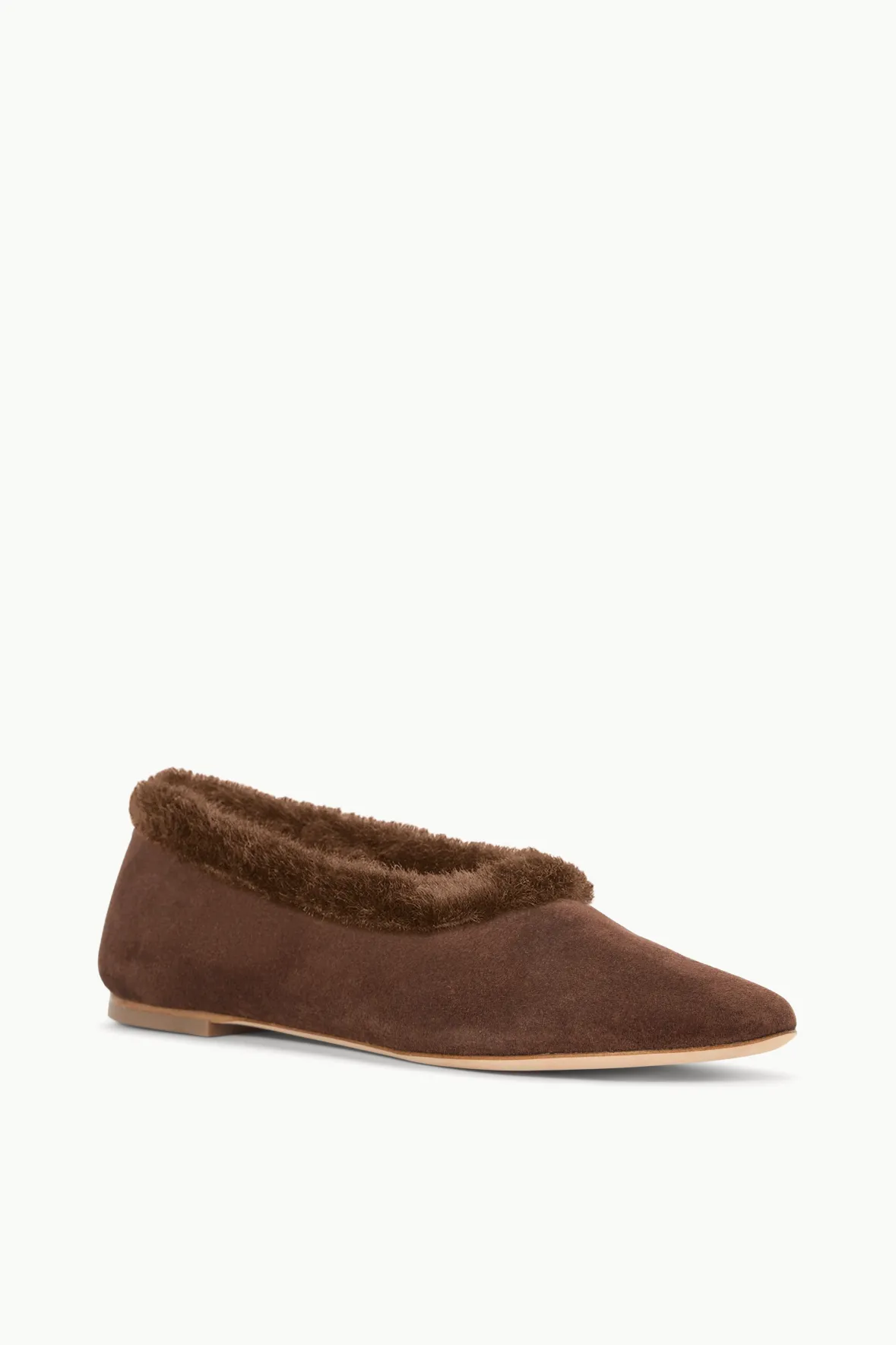 STAUD ALBA FAUX FUR TRIM BALLET> Mules & Flats