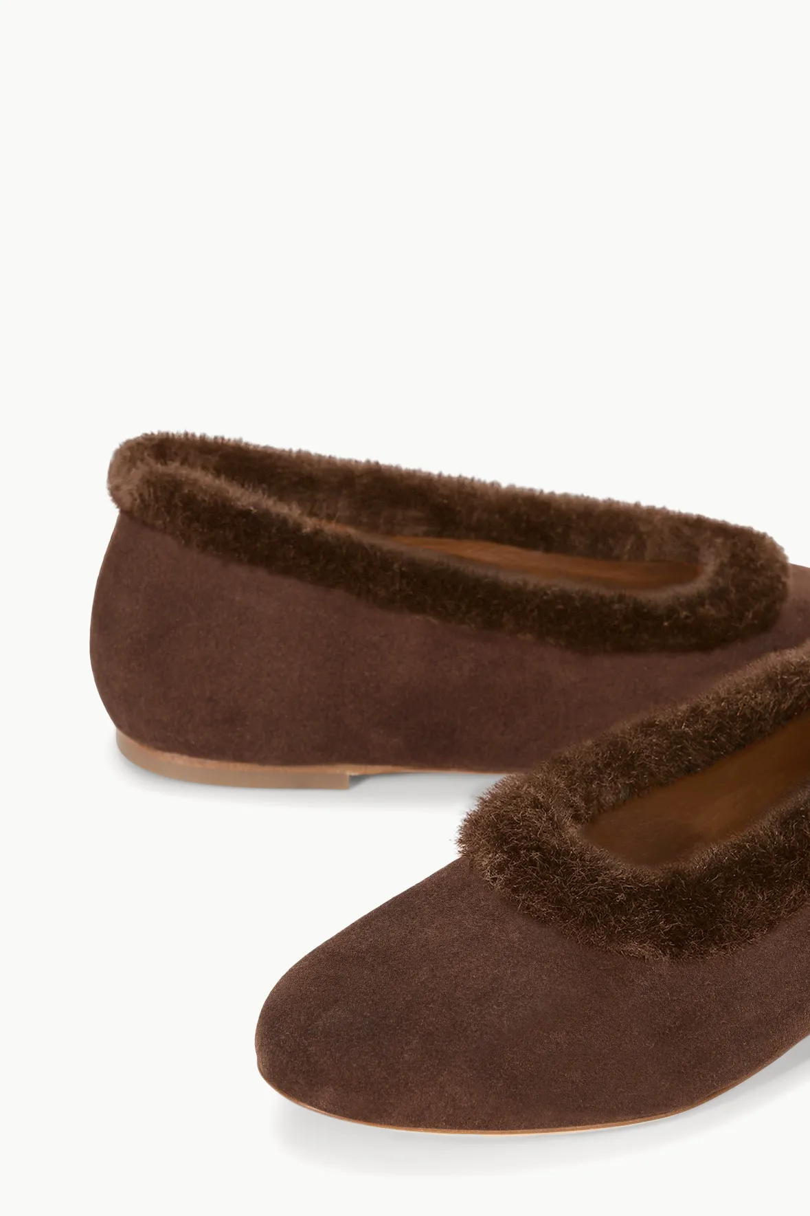 STAUD ALBA FAUX FUR TRIM BALLET> Mules & Flats