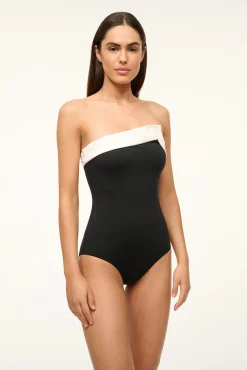 STAUD ALEXANDRA ONE PIECE BLACK WHITE><noscript><img width=