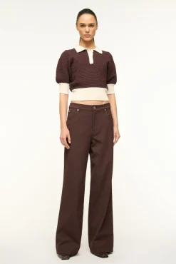 STAUD ALTEA SWEATER DARK CHOCOLATE IVORY> Tops|Sweaters