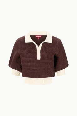 STAUD ALTEA SWEATER DARK CHOCOLATE IVORY><noscript><img width=