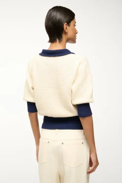 STAUD ALTEA SWEATER IVORY NAVY><noscript><img width=