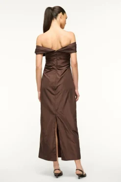 STAUD ANDREA DRESS DARK CHOCOLATE><noscript><img width=