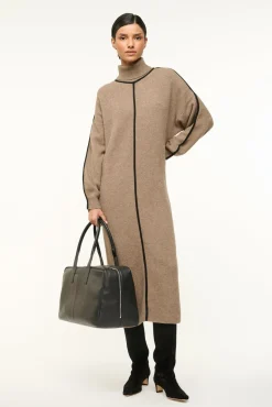 STAUD APRES DRESS MUSHROOM BLACK> Knit Dresses|Midi Dresses