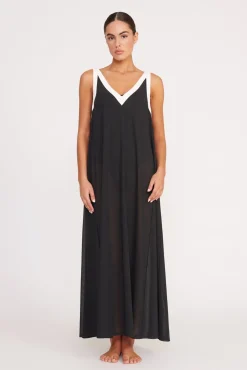 STAUD AVELINE DRESS BLACK WHITE> Cover-ups