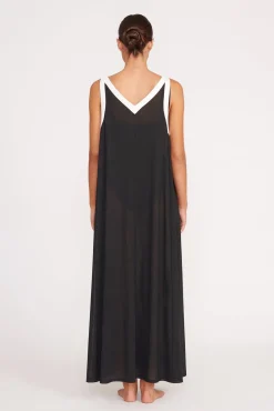 STAUD AVELINE DRESS BLACK WHITE><noscript><img width=