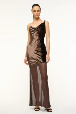 STAUD BEATON DRESS DARK CHOCOLATE> The Evening Edit|Maxi Dresses