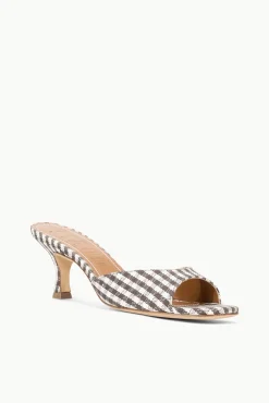STAUD BRIGITTE MULE DARK CHOCOLATE MICRO CHECK><noscript><img width=
