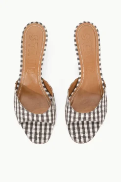 STAUD BRIGITTE MULE DARK CHOCOLATE MICRO CHECK><noscript><img width=