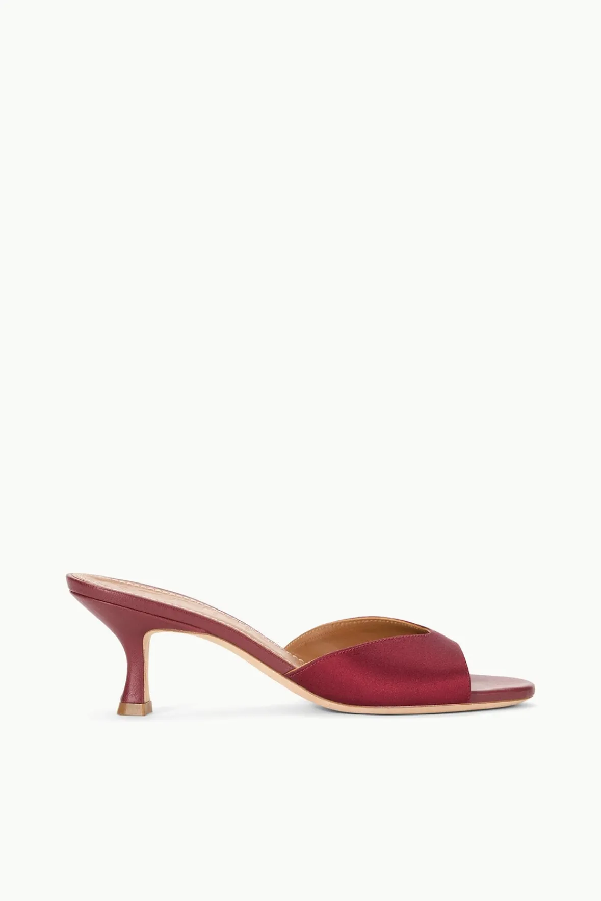 STAUD BRIGITTE MULE SATIN> The Evening Edit|Mules & Flats