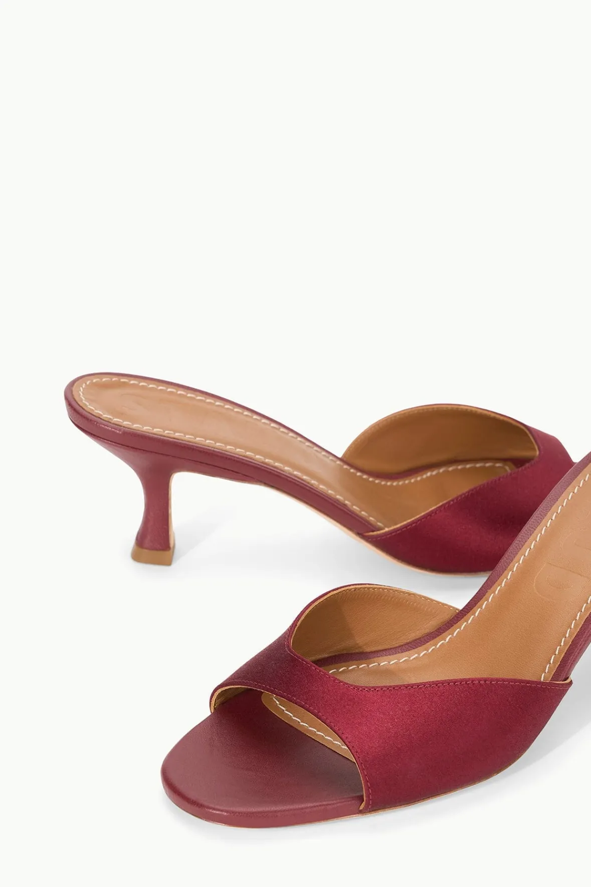 STAUD BRIGITTE MULE SATIN> The Evening Edit|Mules & Flats