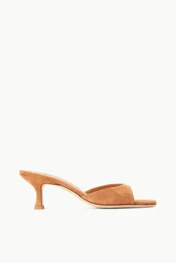 STAUD BRIGITTE MULE TAN SUEDE> The Evening Edit|Mules & Flats