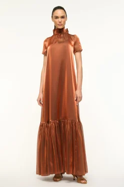 STAUD CALLUNA DRESS IRIDESCENT CACAO> The Evening Edit|Maxi Dresses