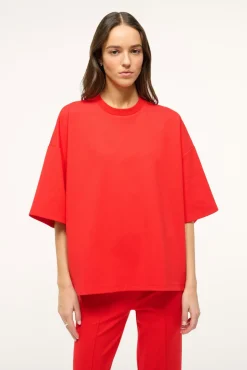 STAUD CAPSULE TOP RED ROSE> Tops