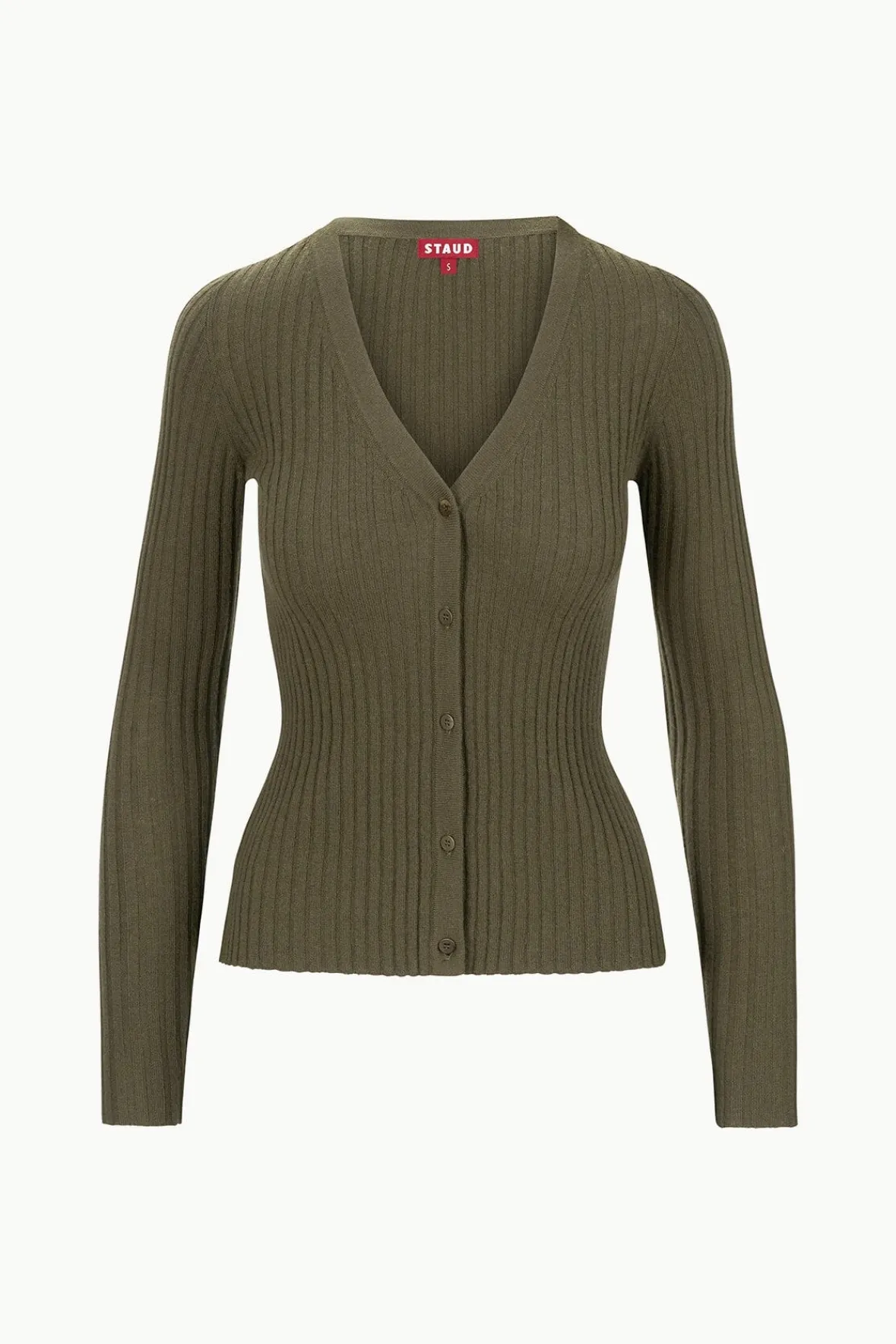 STAUD CARGO CASHMERE SWEATER DARK OLIVE> Sweaters