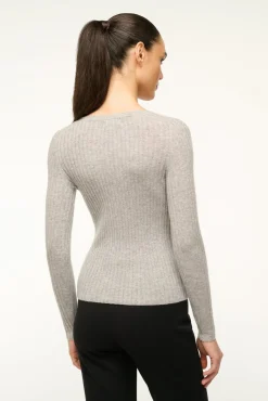 STAUD CARGO CASHMERE SWEATER HEATHER GREY><noscript><img width=