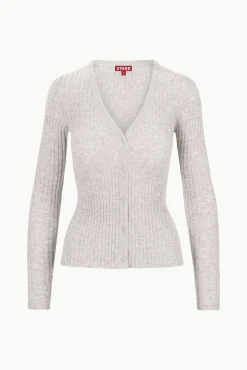 STAUD CARGO CASHMERE SWEATER HEATHER GREY><noscript><img width=