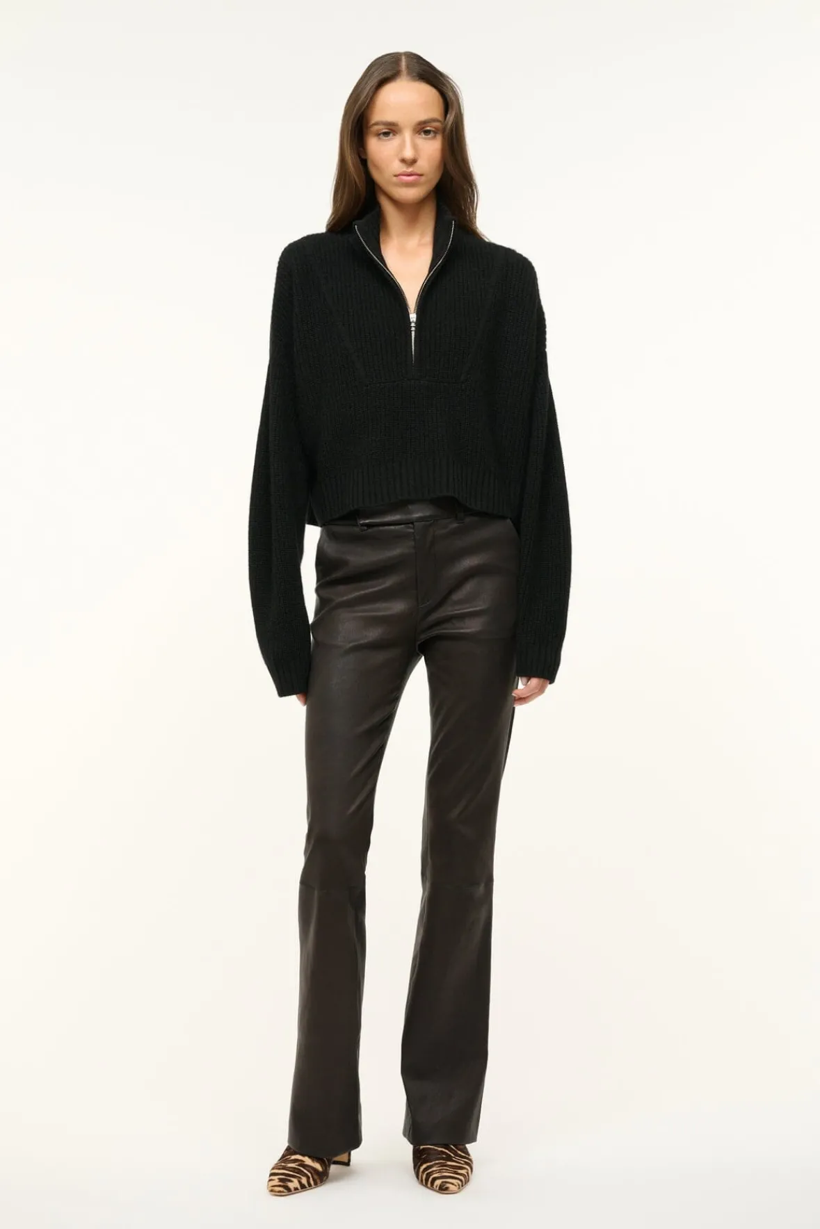 STAUD CASHMERE CROPPED HAMPTON SWEATER> Sweaters