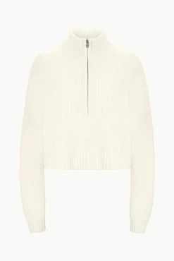 STAUD CASHMERE CROPPED HAMPTON SWEATER><noscript><img width=