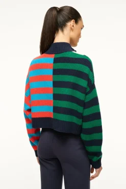 STAUD CASHMERE CROPPED HAMPTON SWEATER CABANA STRIPE MULTI><noscript><img width=