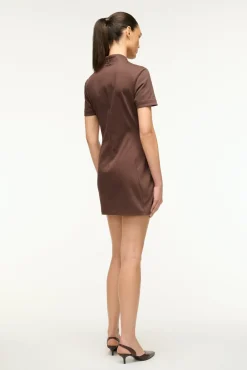 STAUD CASS DRESS DARK CHOCOLATE><noscript><img width=
