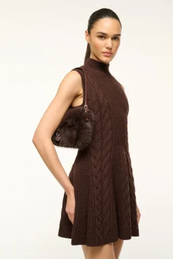 STAUD CHARADE DRESS DARK CHOCOLATE><noscript><img width=