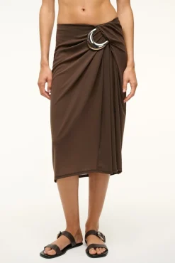 STAUD CHIARA SKIRT DARK CHOCOLATE> Swim|Cover-ups