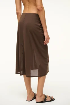 STAUD CHIARA SKIRT DARK CHOCOLATE><noscript><img width=