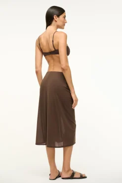 STAUD CHIARA SKIRT DARK CHOCOLATE><noscript><img width=