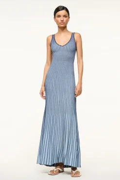 STAUD CLARETTA DRESS NAVY CLEAR BLUE> Knit Dresses|Maxi Dresses