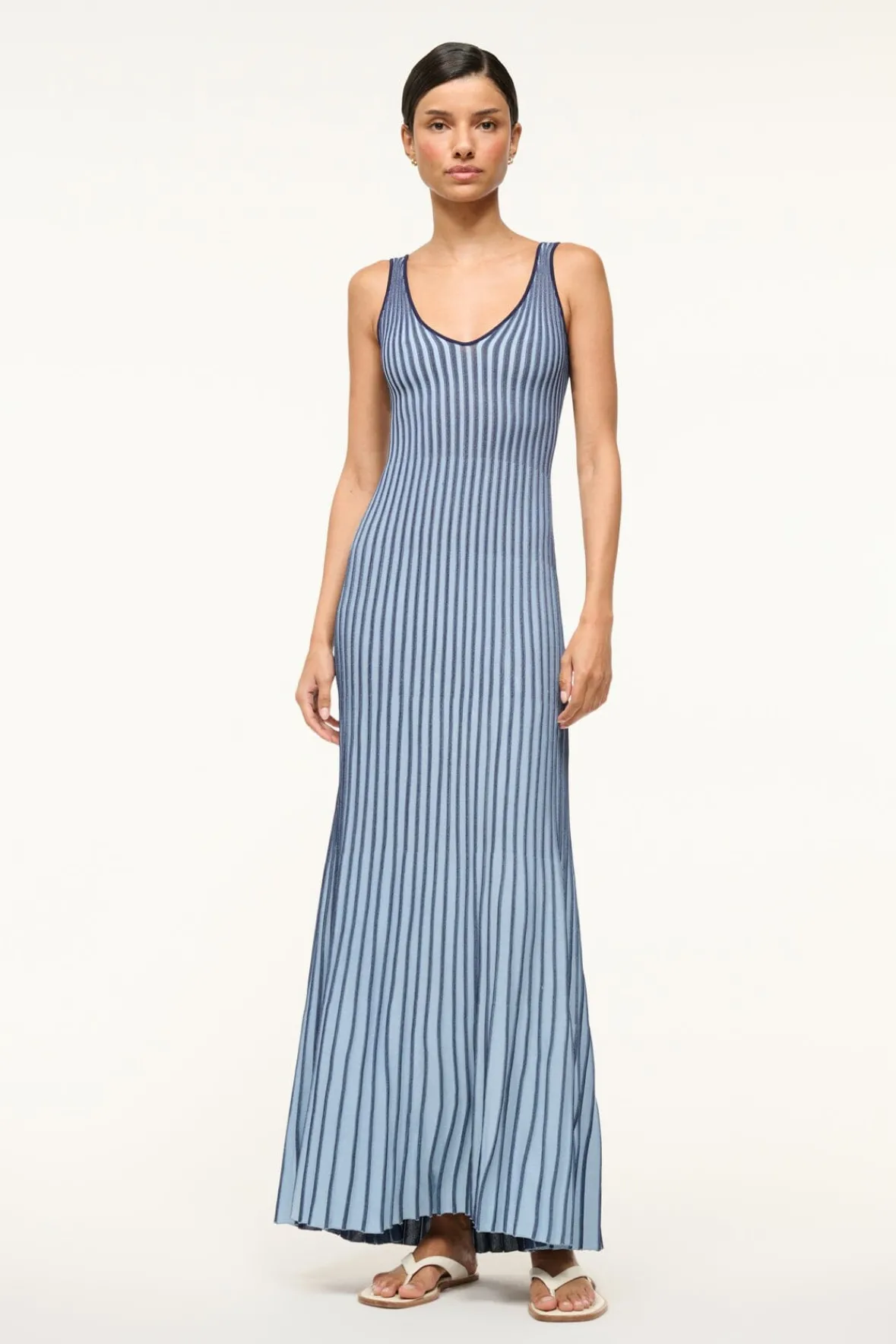 STAUD CLARETTA DRESS NAVY CLEAR BLUE> Knit Dresses|Maxi Dresses