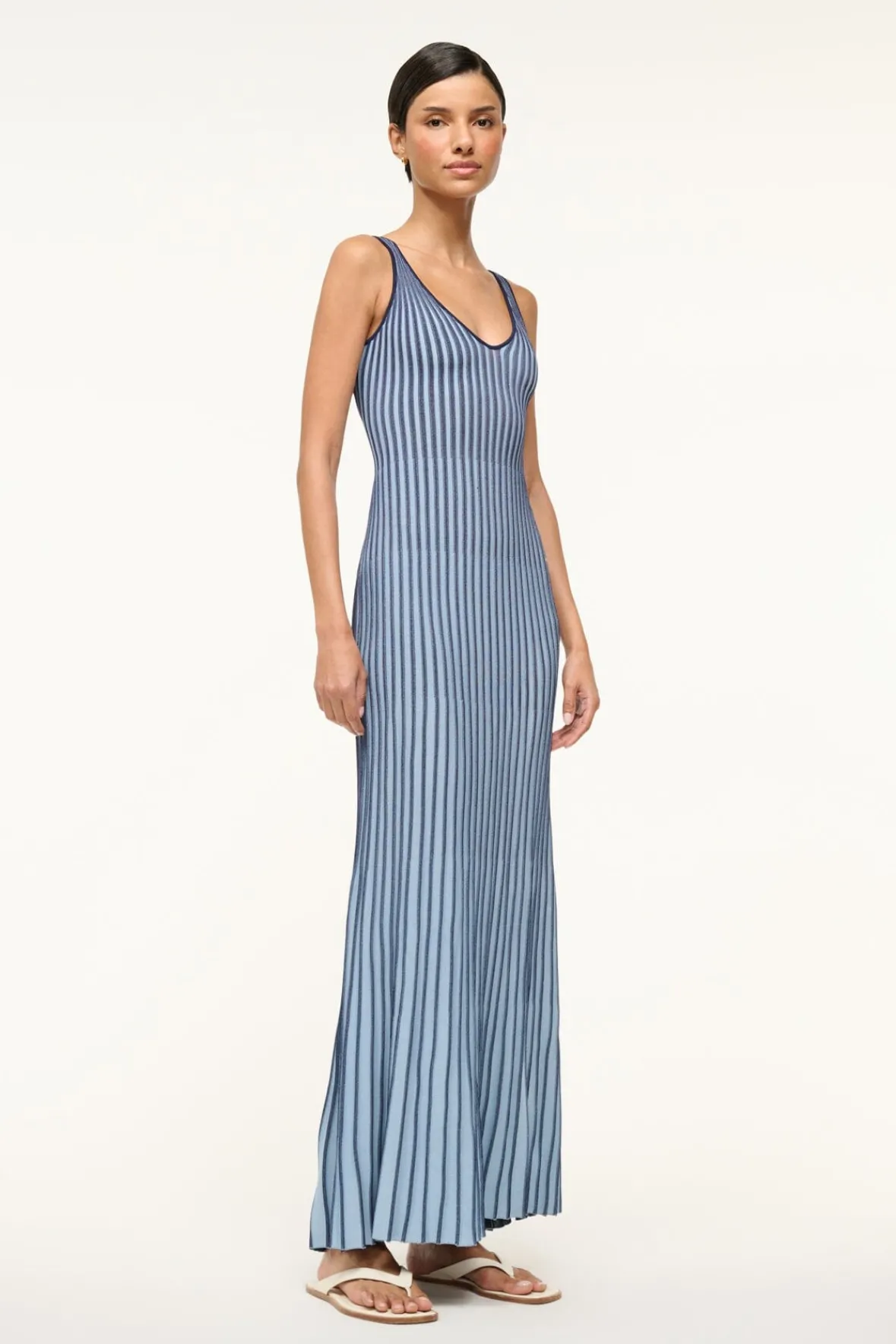 STAUD CLARETTA DRESS NAVY CLEAR BLUE> Knit Dresses|Maxi Dresses