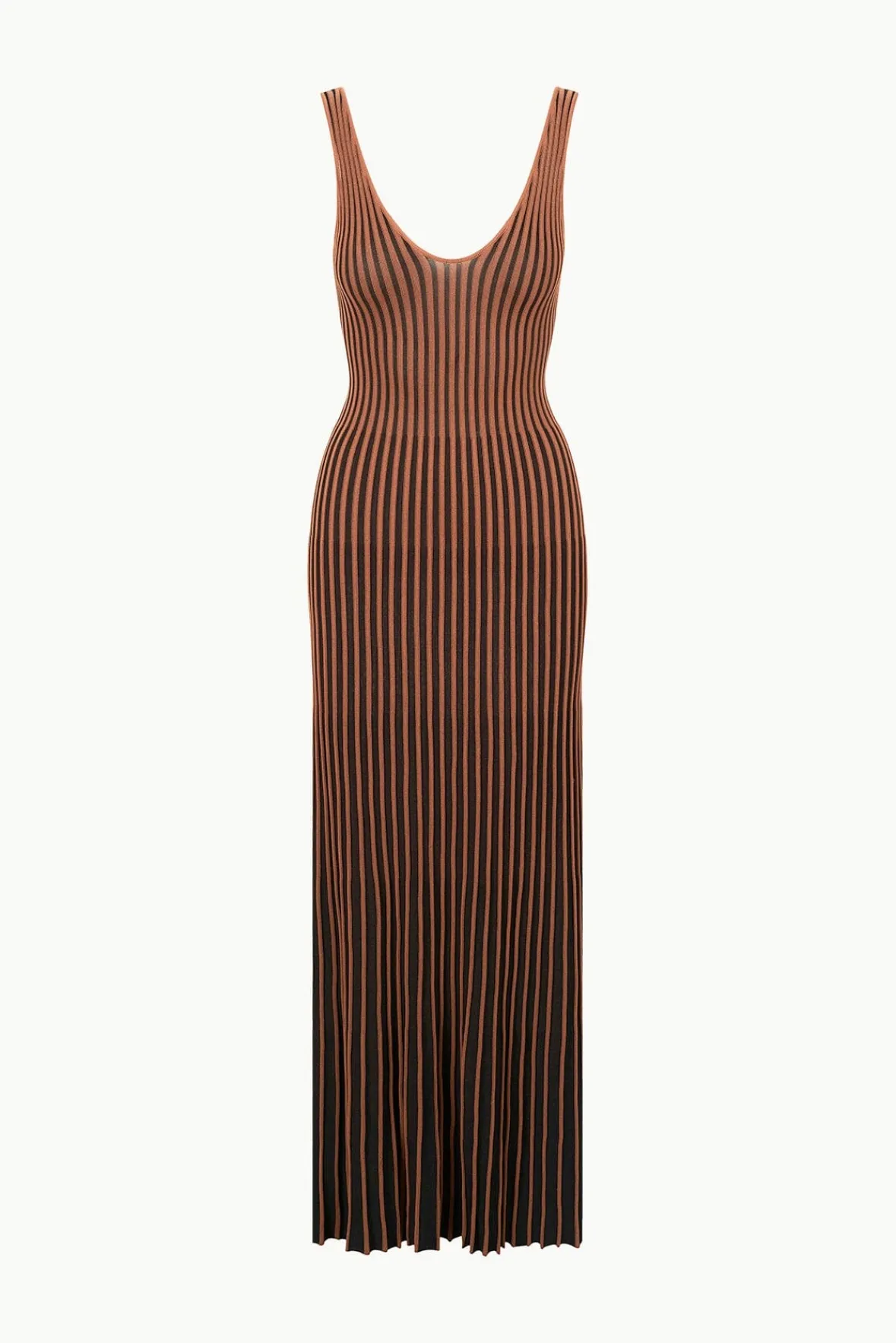 STAUD CLARETTA DRESS TAN BLACK> Knit Dresses|Maxi Dresses
