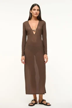 STAUD CLEO DRESS DARK CHOCOLATE> Swim|Cover-ups
