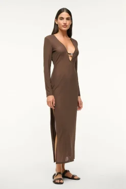 STAUD CLEO DRESS DARK CHOCOLATE> Swim|Cover-ups