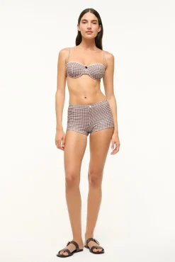 STAUD COD BIKINI BOTTOM DARK CHOCOLATE MICRO CHECK> Swim|Bikinis