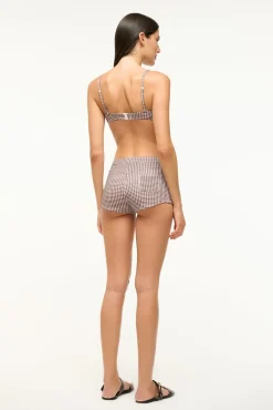 STAUD COD BIKINI BOTTOM DARK CHOCOLATE MICRO CHECK> Swim|Bikinis