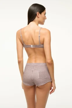 STAUD COD BIKINI BOTTOM DARK CHOCOLATE MICRO CHECK><noscript><img width=
