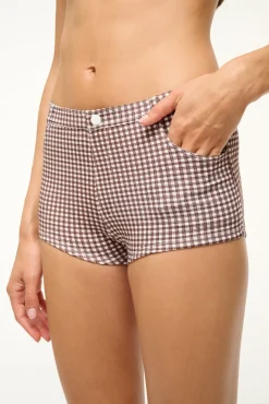 STAUD COD BIKINI BOTTOM DARK CHOCOLATE MICRO CHECK><noscript><img width=