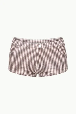STAUD COD BIKINI BOTTOM DARK CHOCOLATE MICRO CHECK><noscript><img width=