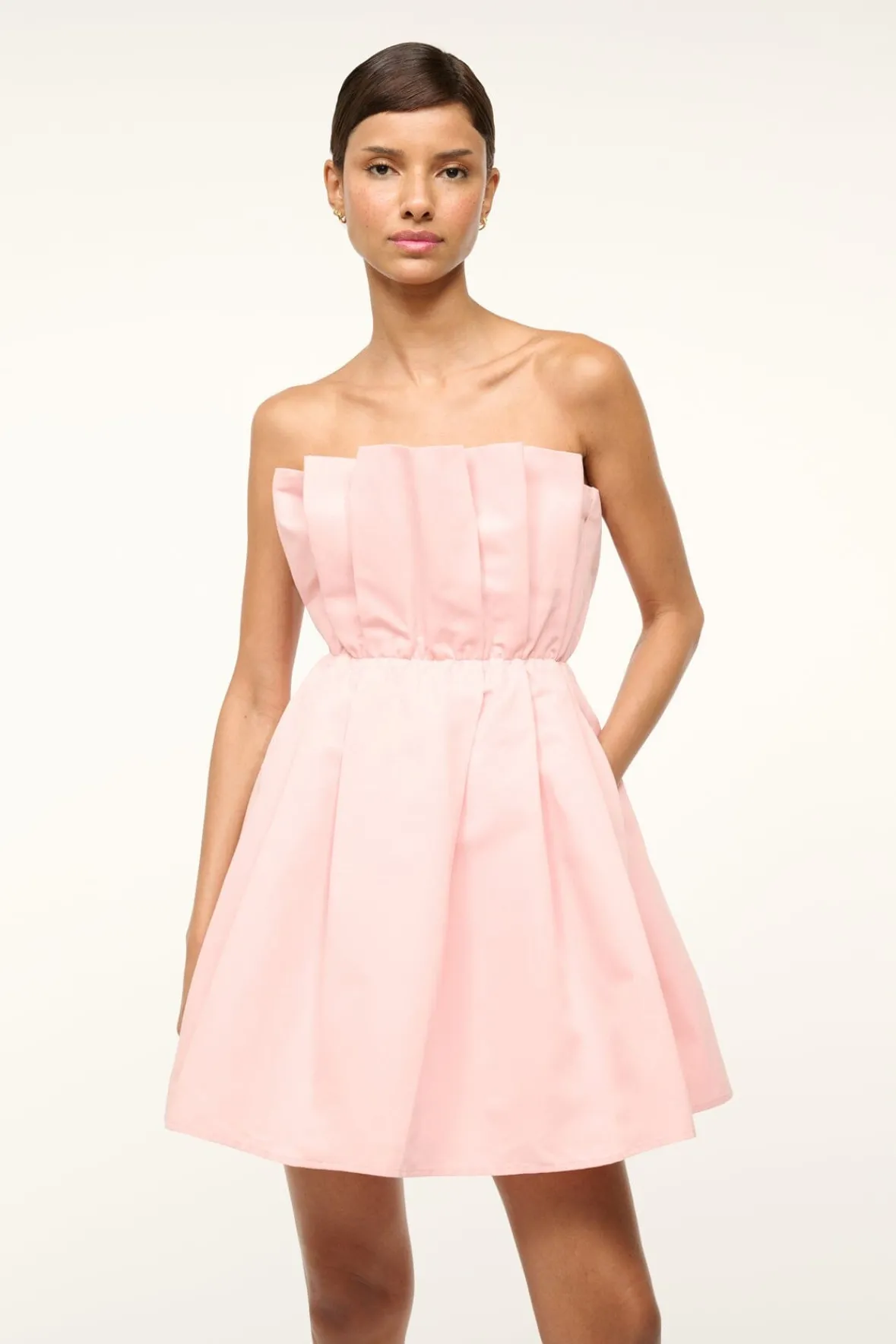 STAUD CORDELIA DRESS POWDER PINK> The Evening Edit