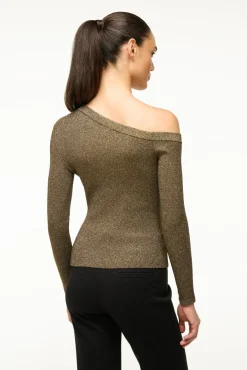 STAUD CRAFTSMAN SWEATER METALLIC GOLD><noscript><img width=