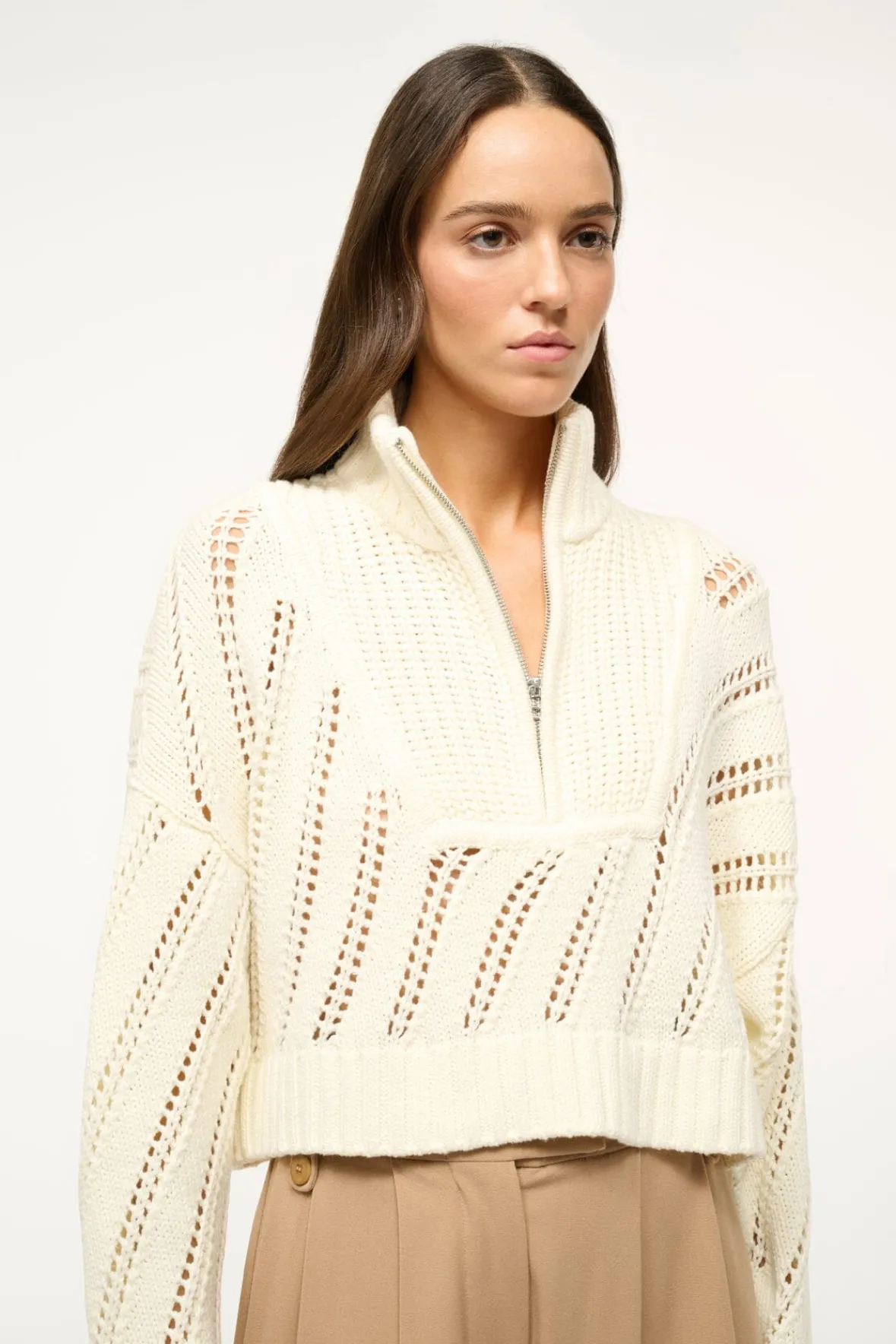 STAUD CROPPED HAMPTON SWEATER> Sweaters