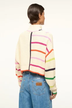 STAUD CROPPED HAMPTON SWEATER CREAM RAINBOW MULTI><noscript><img width=